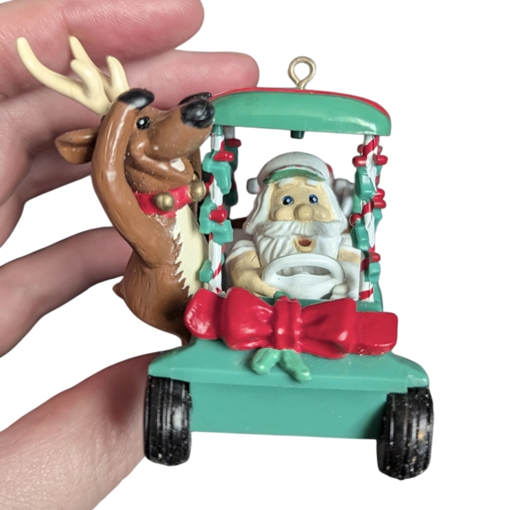 Noma Ornamotion Rotating Santa's Festive Golf Cart Ornament 1995